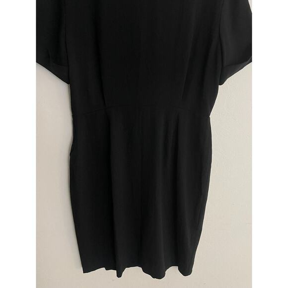 MM Lafleur 14 Dress Black Tory Knee Length Wrap Style Short Sleeve Sheath NEW - Picture 14 of 15